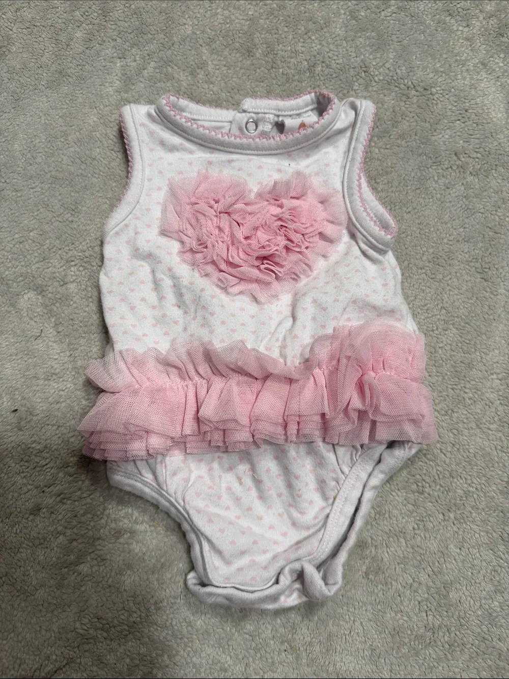 Pink Ruffle Heart Baby One-Piece Bodysuit